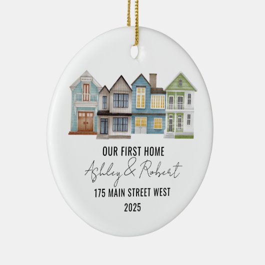 Eerste kerst in ons nieuwe huis 2025 keramisch ornament (Rechts)