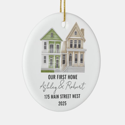 Eerste kerst in ons nieuwe huis 2025 keramisch ornament (Rechts)