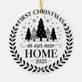 Eerste kerst in ons nieuwe huis 2025 keramisch ornament (Voorkant)