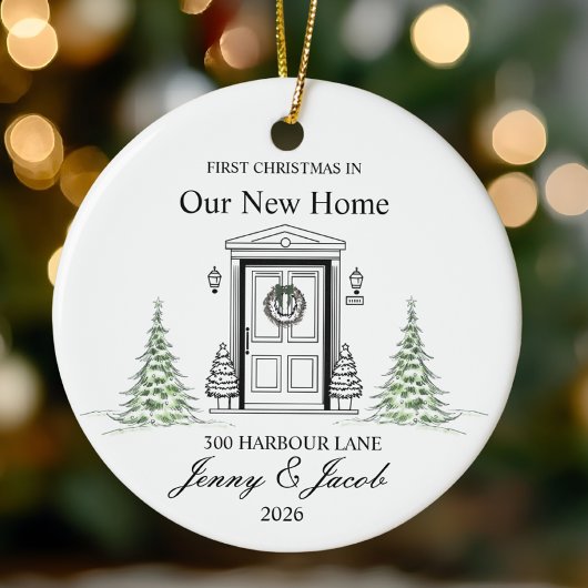Eerste kerst in ons nieuwe huis 2026 gepersonalise keramisch ornament