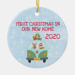 Eerste kerst in ons nieuwe huis Cute Car Van Keramisch Ornament