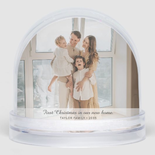 Eerste kerst in ons nieuwe huis Dubbelzijdige foto Sneeuwbol (Voorkant)