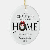 Eerste kerst in ons nieuwe huis Elegant krans Keramisch Ornament (Rechts)