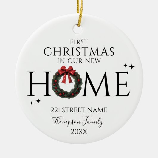 Eerste kerst in ons nieuwe huis Elegant krans Keramisch Ornament (Voorkant)