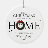 Eerste kerst in ons nieuwe huis Elegant krans Keramisch Ornament (Achterkant)