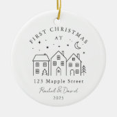 Eerste kerst in ons nieuwe huis - Houses Line Art Keramisch Ornament (Voorkant)