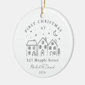 Eerste kerst in ons nieuwe huis - Houses Line Art Keramisch Ornament (Links)