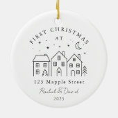 Eerste kerst in ons nieuwe huis - Houses Line Art Keramisch Ornament (Achterkant)