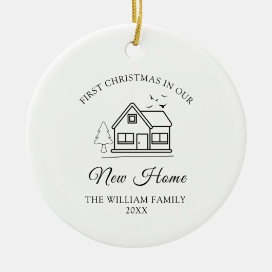 Eerste kerst in ons nieuwe huis keramisch ornament (Voorkant)