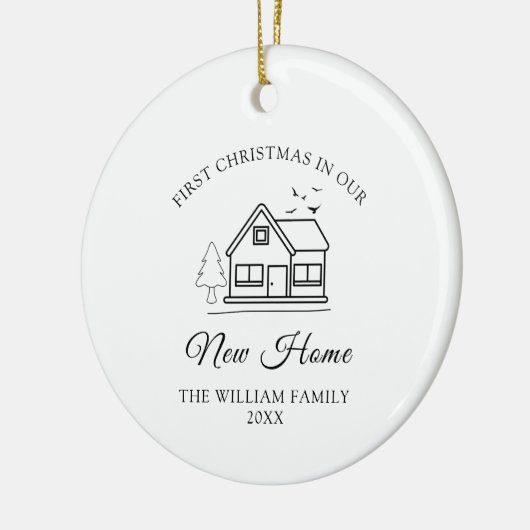 Eerste kerst in ons nieuwe huis keramisch ornament (Links)