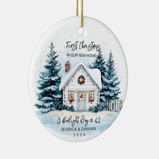 EERSTE KERST IN ONS NIEUWE HUIS KERAMISCH ORNAMENT (Rechts)