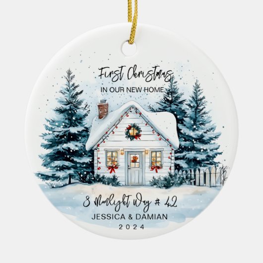 EERSTE KERST IN ONS NIEUWE HUIS KERAMISCH ORNAMENT (Voorkant)