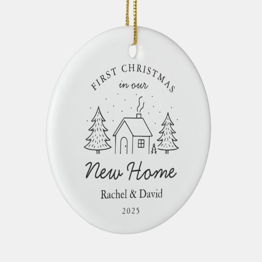 Eerste kerst in ons nieuwe huis - Minimal House Keramisch Ornament (Rechts)