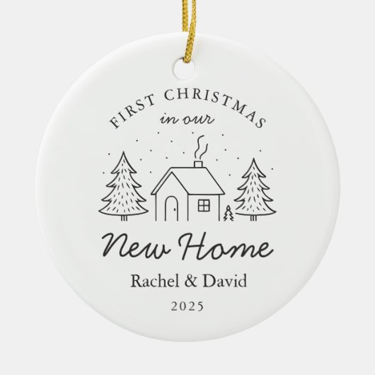 Eerste kerst in ons nieuwe huis - Minimal House Keramisch Ornament (Voorkant)