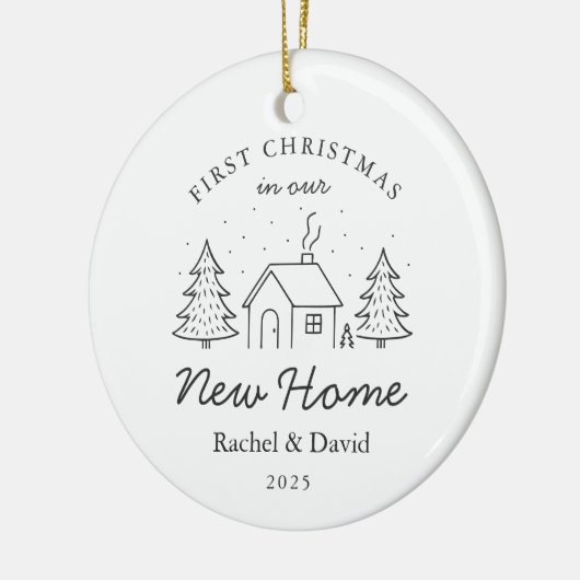 Eerste kerst in ons nieuwe huis - Minimal House Keramisch Ornament (Links)