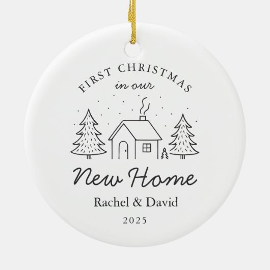 Eerste kerst in ons nieuwe huis - Minimal House Keramisch Ornament (Achterkant)