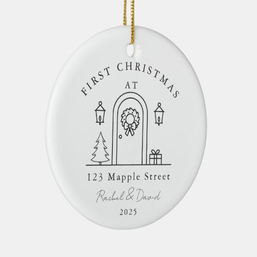 Eerste kerst in ons nieuwe huis - voordeur keramisch ornament (Rechts)