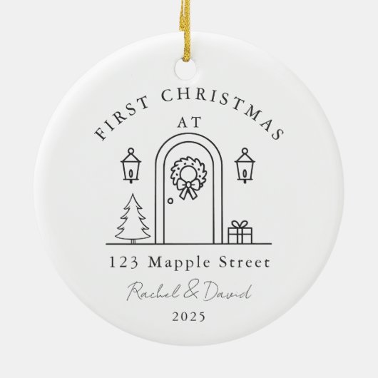 Eerste kerst in ons nieuwe huis - voordeur keramisch ornament (Achterkant)