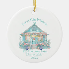 Eerste kerst in ons strandhuis keramisch ornament