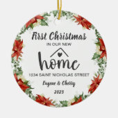 Eerste kerst in onze nieuwe huis Waterverf krans Keramisch Ornament (Voorkant)