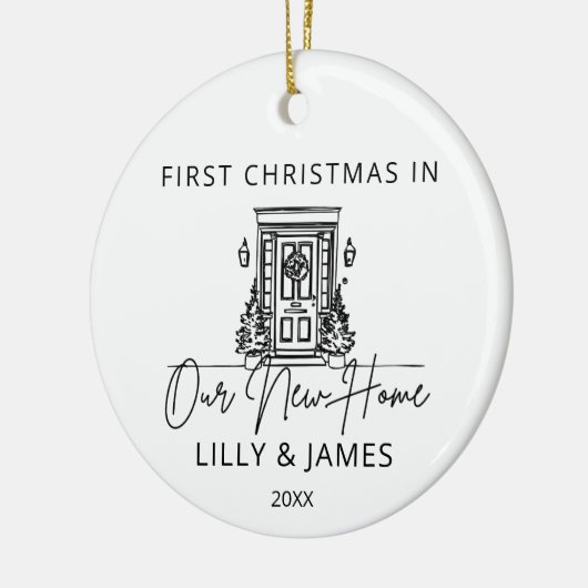 Eerste kerst in onze nieuwe huiseigenaar keramisch ornament (Links)