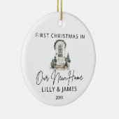 Eerste kerst in onze nieuwe huiseigenaar keramisch ornament (Rechts)