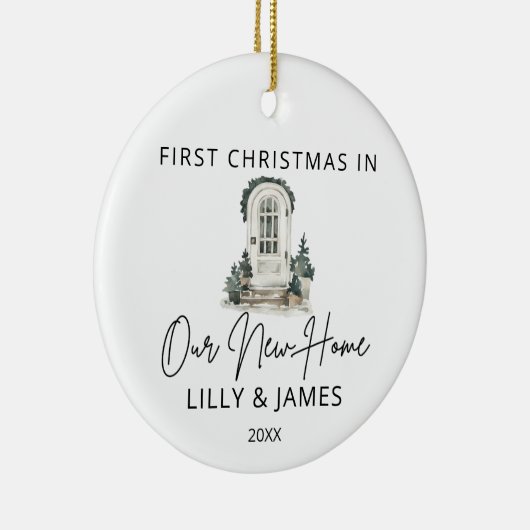 Eerste kerst in onze nieuwe huiseigenaar keramisch ornament (Rechts)