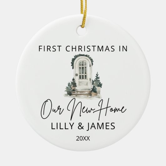 Eerste kerst in onze nieuwe huiseigenaar keramisch ornament (Voorkant)