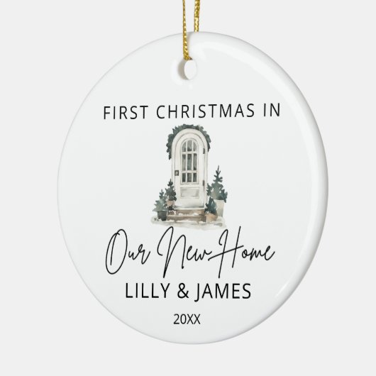 Eerste kerst in onze nieuwe huiseigenaar keramisch ornament (Links)