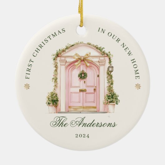 Eerste kerst in onze nieuwe Waterverf Keramisch Ornament (Achterkant)