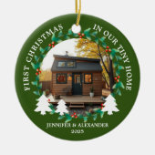 Eerste kerst in onze Tiny Home foto Keramisch Ornament (Voorkant)