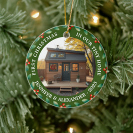Eerste kerst in onze Tiny Home huis foto Keramisch Ornament