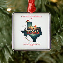 Eerste kerst in Texas staat gepersonaliseerd Metalen Ornament