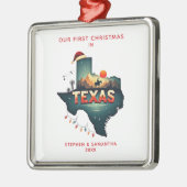 Eerste kerst in Texas staat gepersonaliseerd Metalen Ornament (Links)