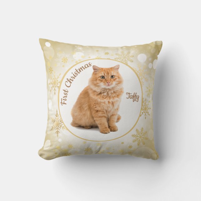 Eerste kerst kat huisdier Ornament Kussen (Voorkant)