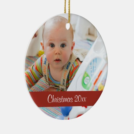 Eerste Kerst Keepsake Custom Photo Ornament (Rechts)