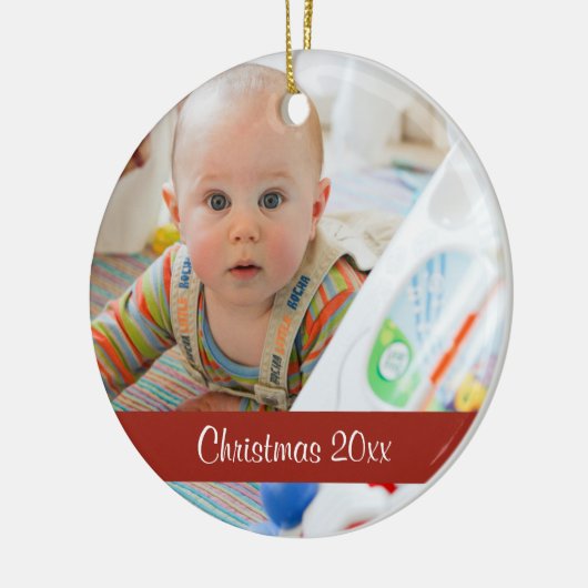 Eerste Kerst Keepsake Custom Photo Ornament (Links)