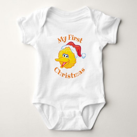 Eerste kerst Kerstman hoed grote vogel Romper (Voorkant)