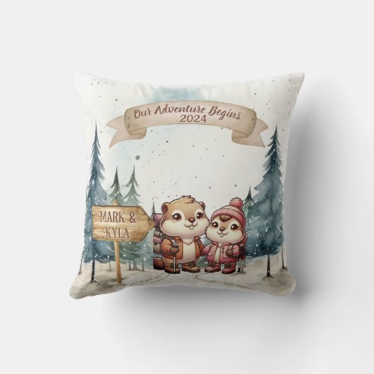 Eerste kerst Koppel Kerst Nieuwgetrouwd Ornament Kussen (Achterkant)