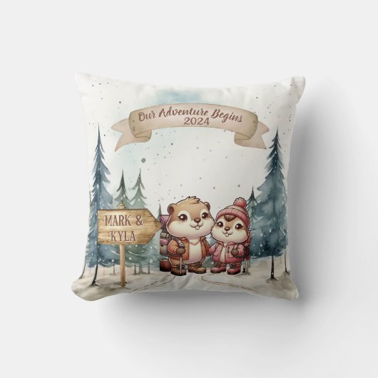 Eerste kerst Koppel Kerst Nieuwgetrouwd Ornament Kussen (Voorkant)