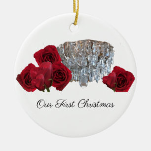 Eerste kerst kroonluchter roos ornament