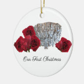 Eerste kerst kroonluchter roos ornament (Links)