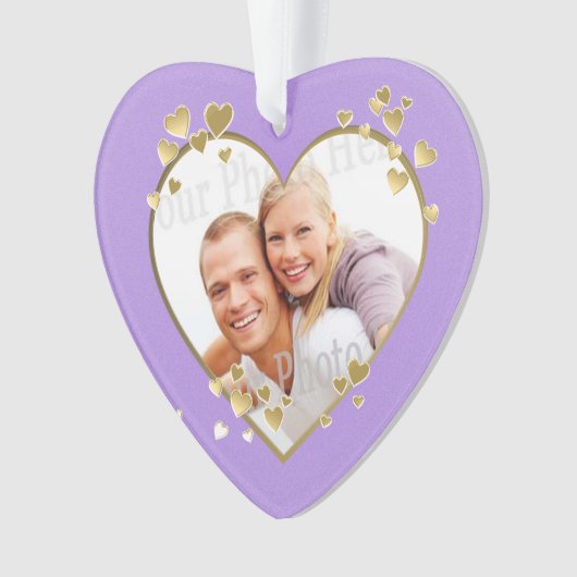Eerste kerst lavendel hart foto ornament (voorkant)