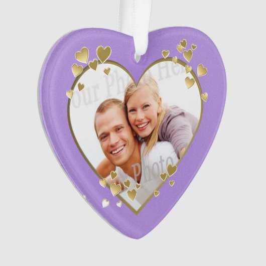 Eerste kerst lavendel hart foto ornament (voorkant)