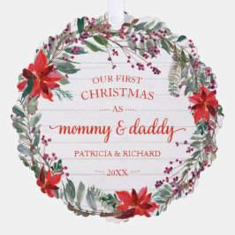 Eerste kerst mama en papa kerstbal ornament kaart
