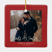 Eerste kerst meneer en mevrouw koppel foto verloof keramisch ornament (Achterkant)