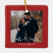 Eerste kerst meneer en mevrouw koppel foto verloof keramisch ornament (Voorkant)