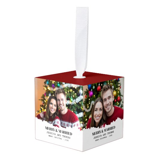 Eerste kerst Merry & Married 2 Foto Decoratie (Voorkant hoekig)