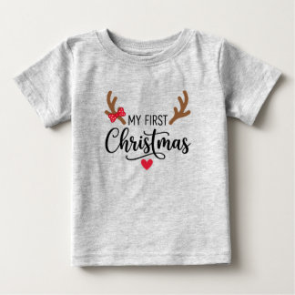 Eerste kerst met babymeisje hertenkop T-shirt voor