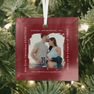 Eerste kerst met een zwangerschap aankondiging glas ornament